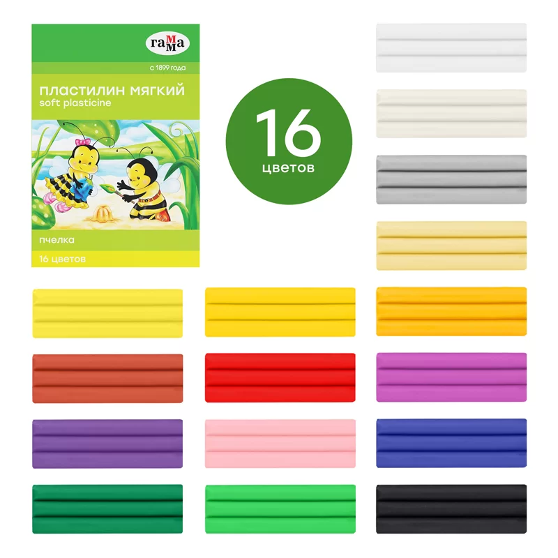 Plastilina ceara GAMMA Albinuta 16 cul, 240gr, cutitas