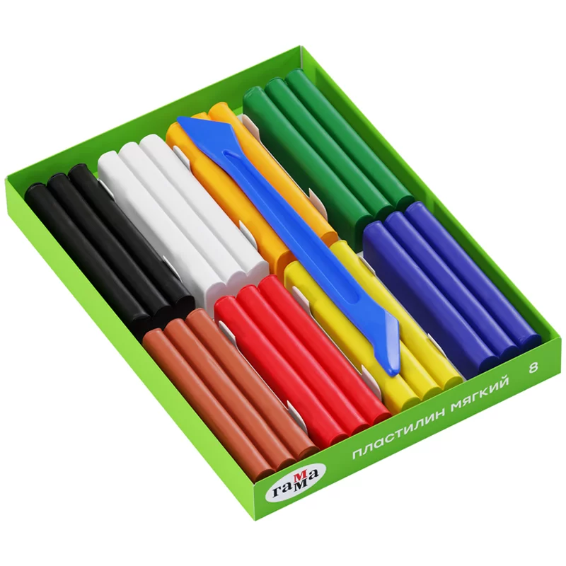 Plastilina ceara GAMMA Albinuta 8 cul, 120gr, cutitas