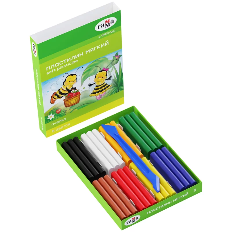 Plastilina ceara GAMMA Albinuta 8 cul, 120gr, cutitas
