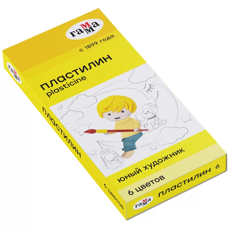 Plastilina GAMMA Pictorul Tanar 6cul,84gr, cu cutitas
