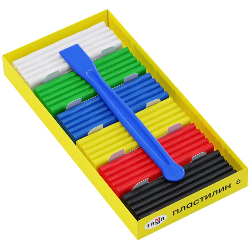 Plastilina GAMMA Pictorul Tanar 6cul,84gr, cu cutitas