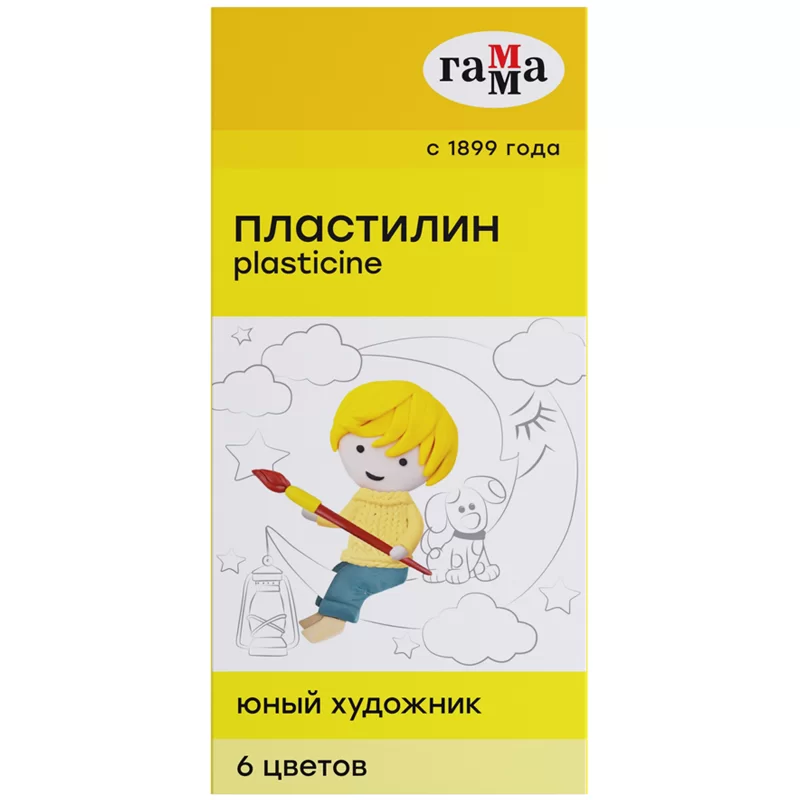 Plastilina GAMMA Pictorul Tanar 6cul,84gr, cu cutitas