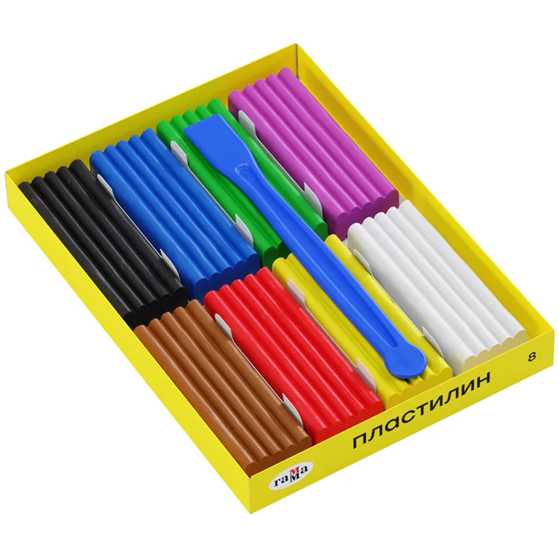 Plastilina GAMMA Pictorul Tanar 8 cul, 112gr, cutitas