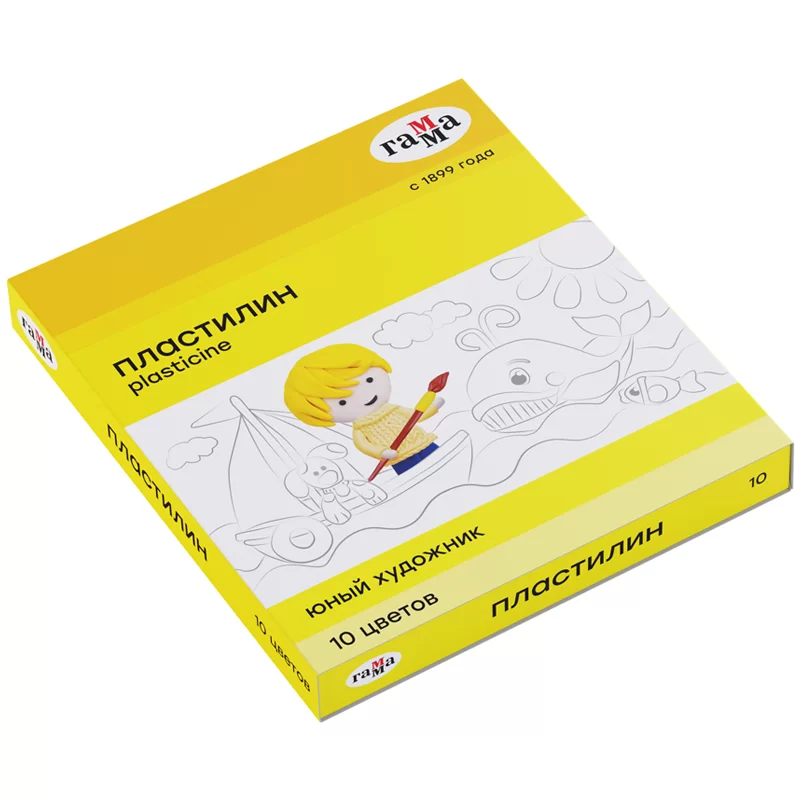 Plastilina GAMMA Pictorul Tanar 10cul,140gr, cu cutitas