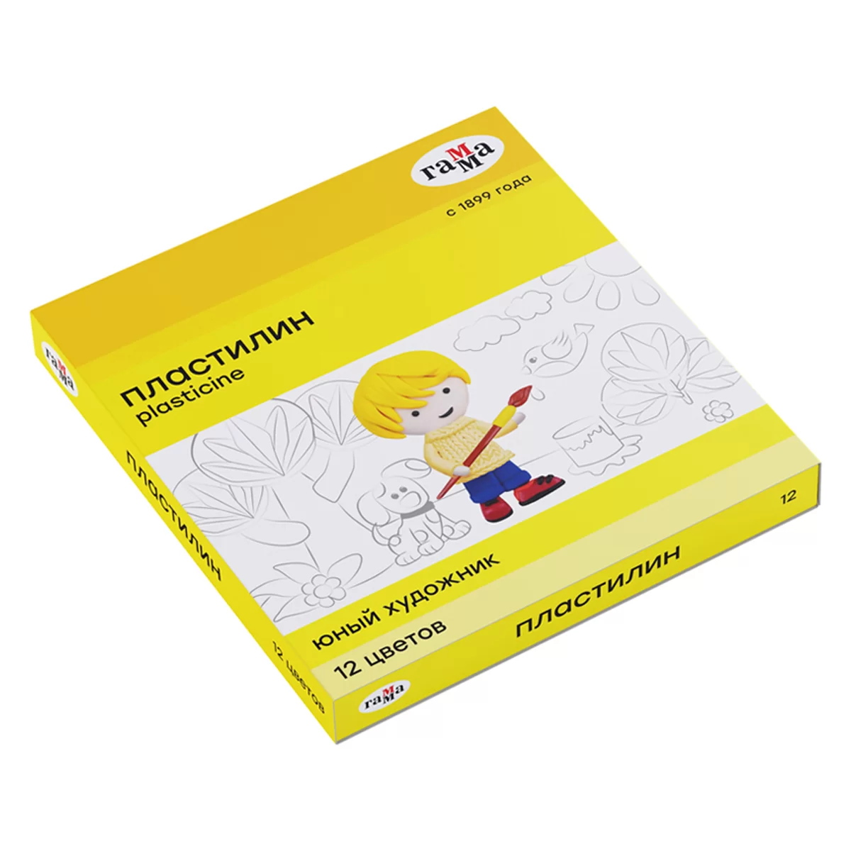 Plastilina GAMMA Pictorul Tanar 12cul,168gr, cu cutitas