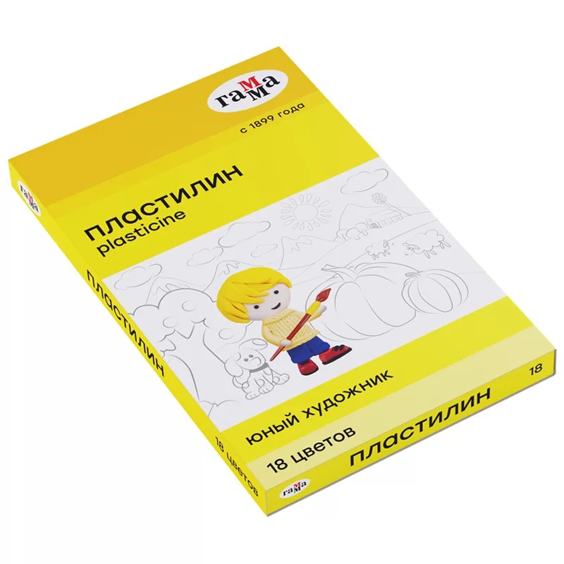 Plastilina GAMMA Pictorul Tanar 18 cul, 252gr, cutitas
