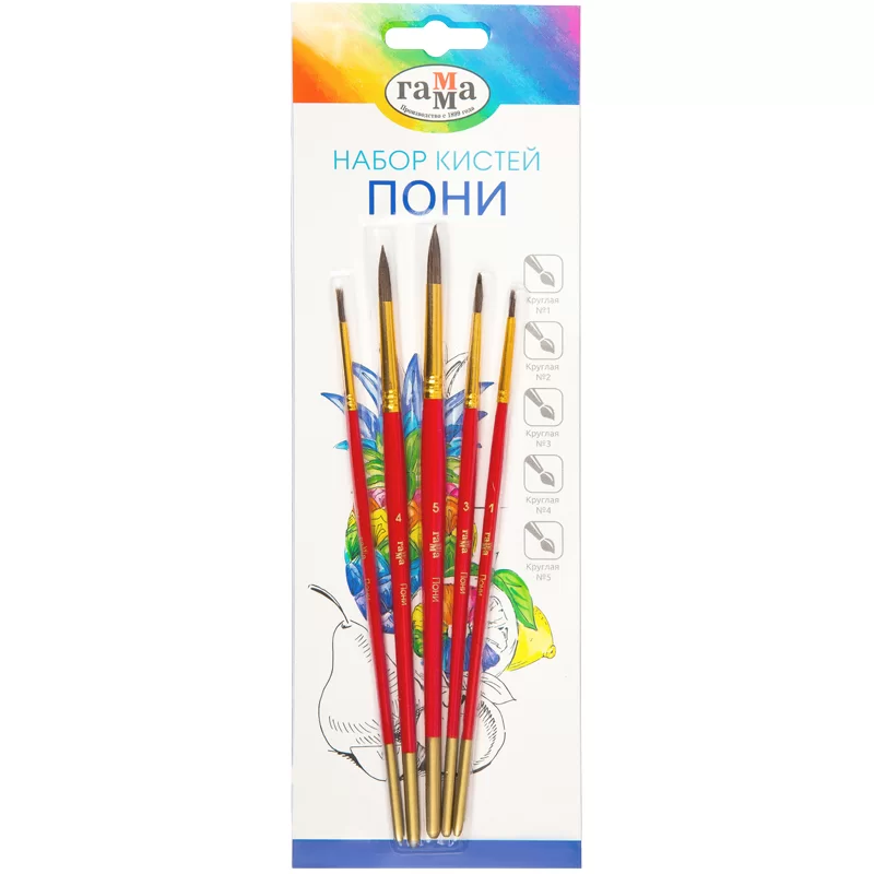 Set pensule GAMMA Ponei, 5 bucati, blister