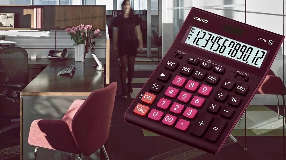 Calculator CASIO GR-12, 12 digits, bordo