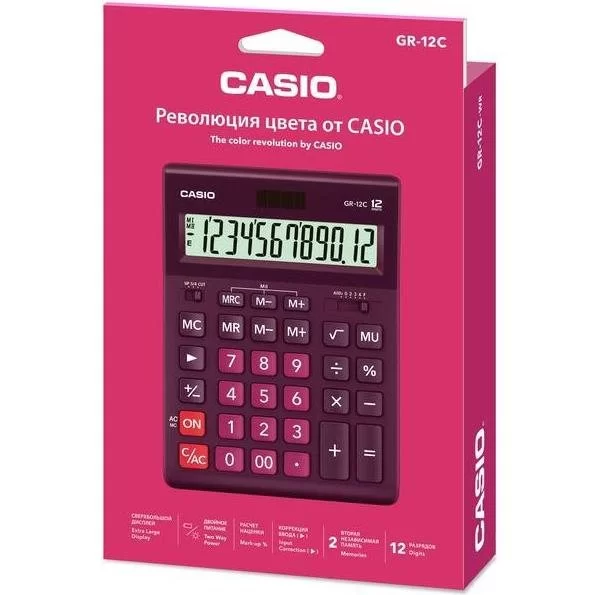 Calculator CASIO GR-12, 12 digits, bordo