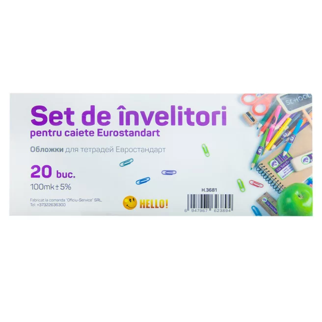 Coperta pentru caiete EURO, 100 mic, 20 bucati