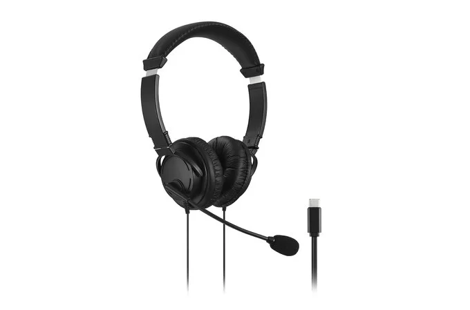 Наушники KENSINGTON, микрофон, кабель USB-C 1.8м, черные