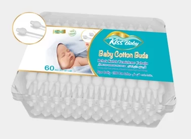 Betisoare igienice KISS BABY, bumbac, copii, 60 bucati