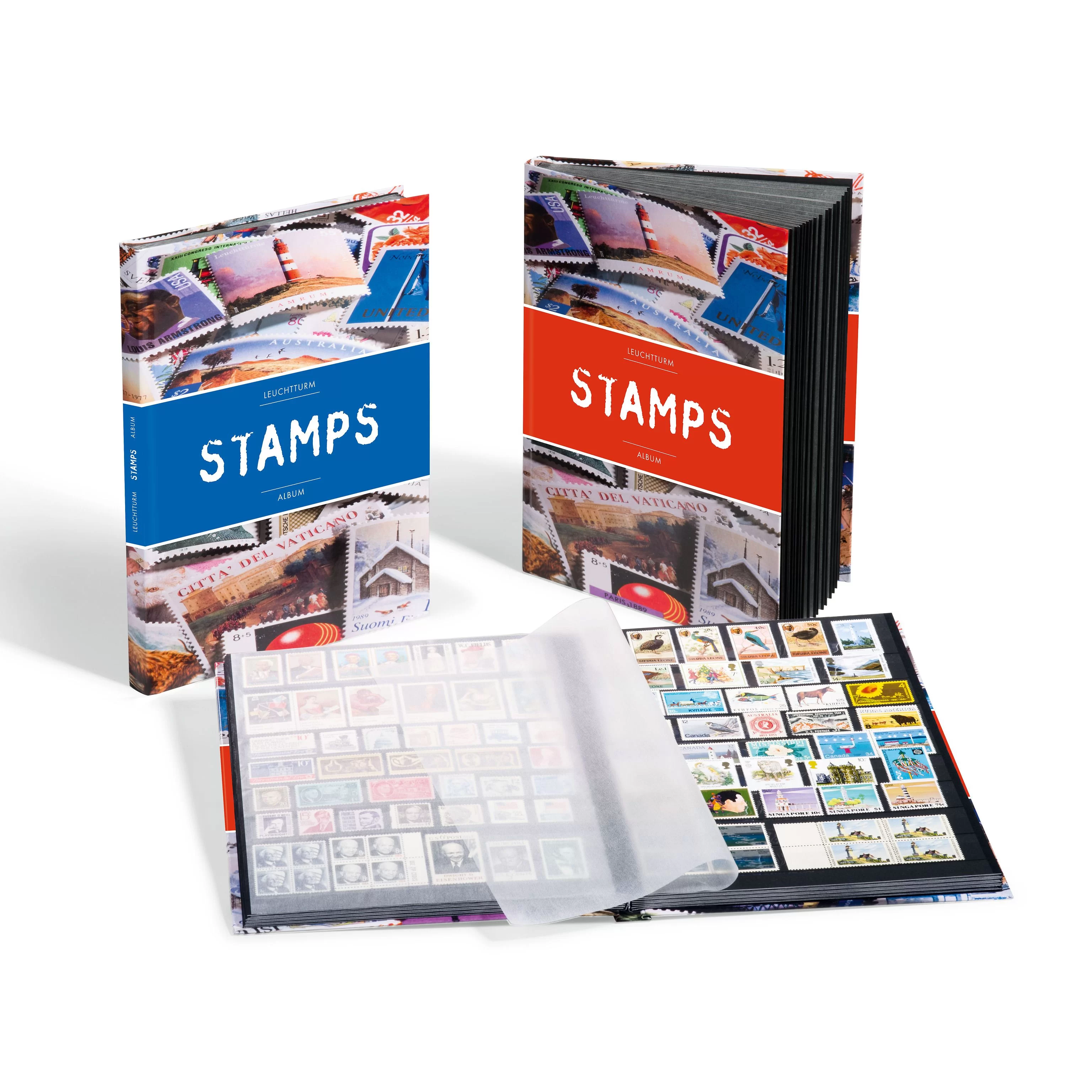 Clasor timbre LEUCH STAMPS, A4, 16 pagini, albastru