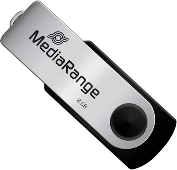 Флэш USB2.0 MediaRange, 8GB, металл серебро