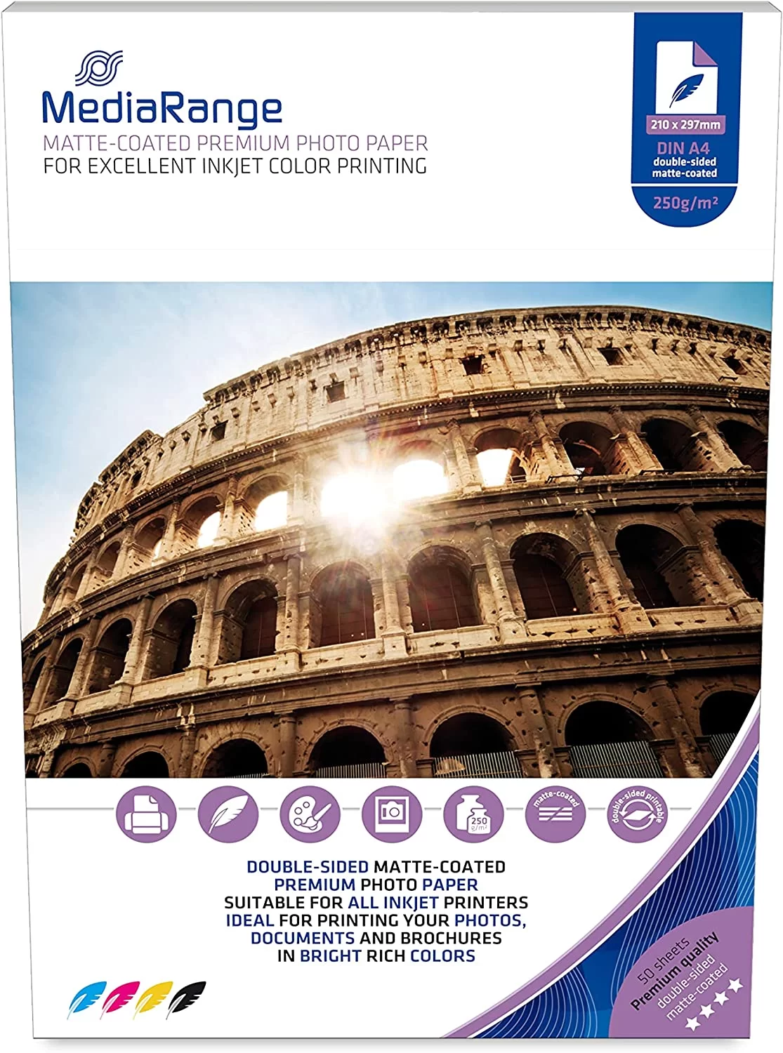 Hirtie foto MediaRange A4, 250 g/m2, 50 foi ,mat