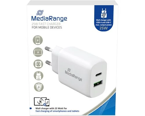 Incarcator MediaRange 1x USB-C and 1x USB-A 25W