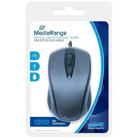 Mouse MediaRange Optical 3 button, negru-gri