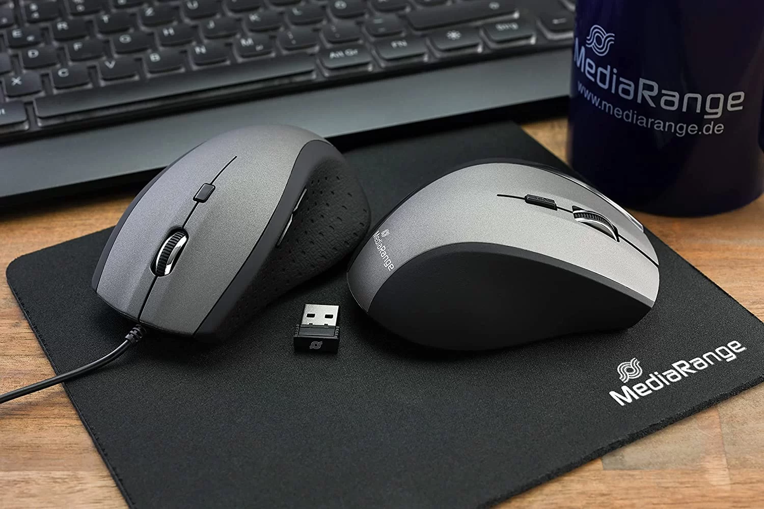 Mouse MediaRange Optical 5 button, negru-gri