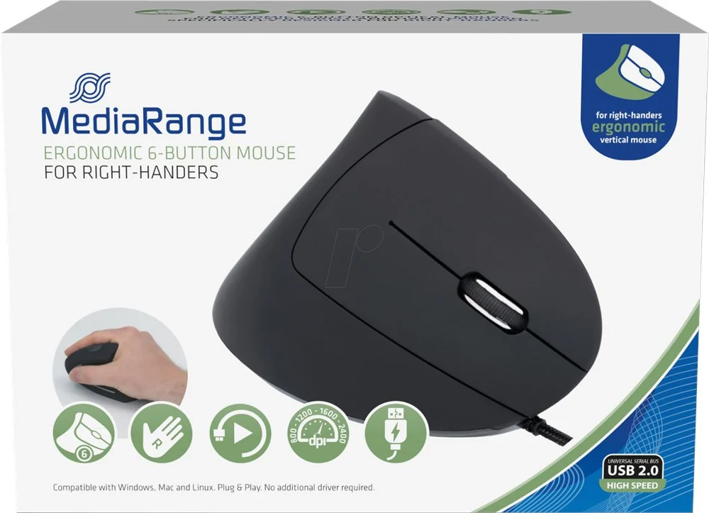 Mouse MediaRange Right+handers 6 button, negru
