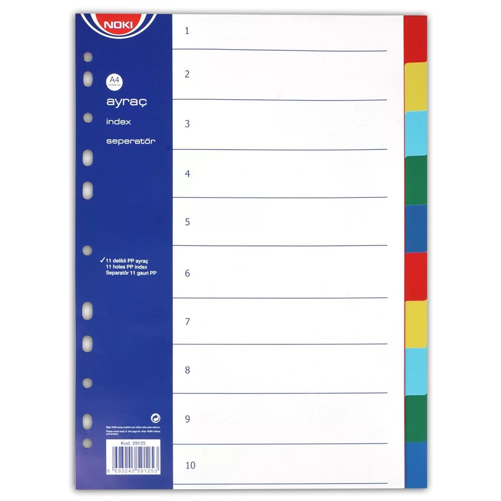 Separator din plastic NOKI A4, color, 10 bucati