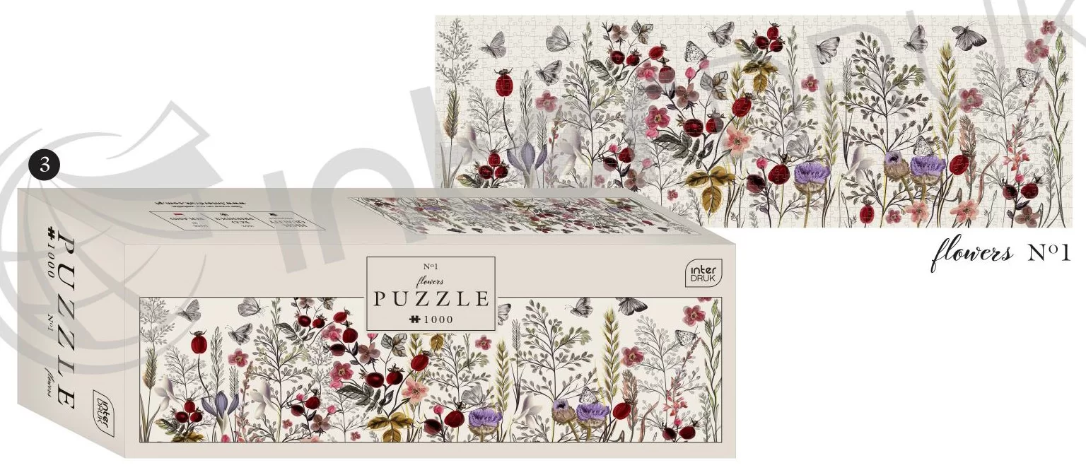 Puzzle INTERDRUK "Flowers 1", panoramic, 1000 elemente
