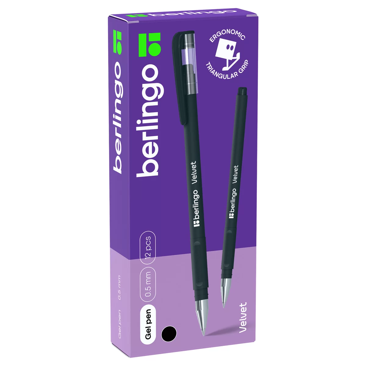 Pix cu gel BERLINGO Velvet, cu grip, 0.5mm, negru