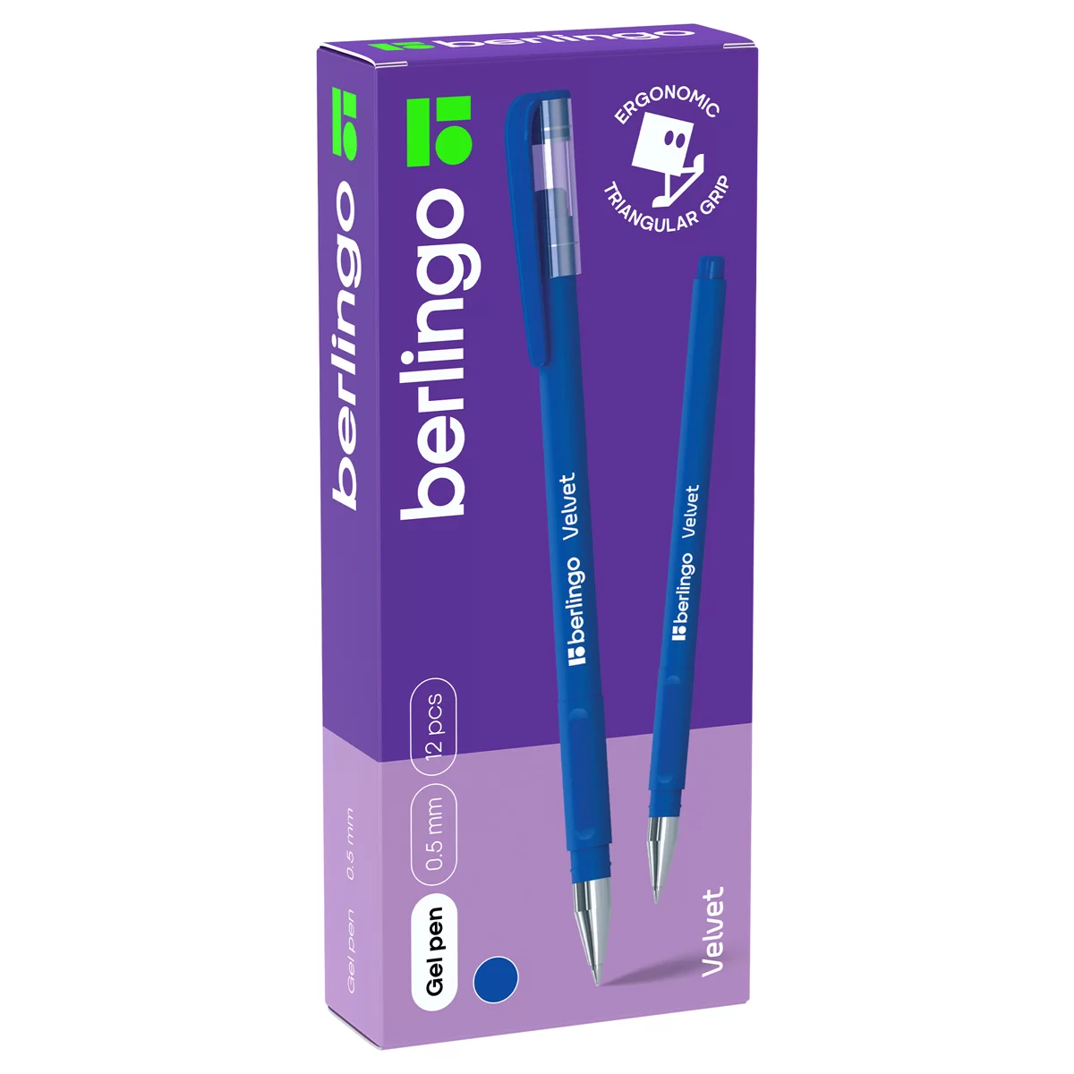 Pix cu gel BERLINGO Velvet, cu grip, 0.5mm, albastru