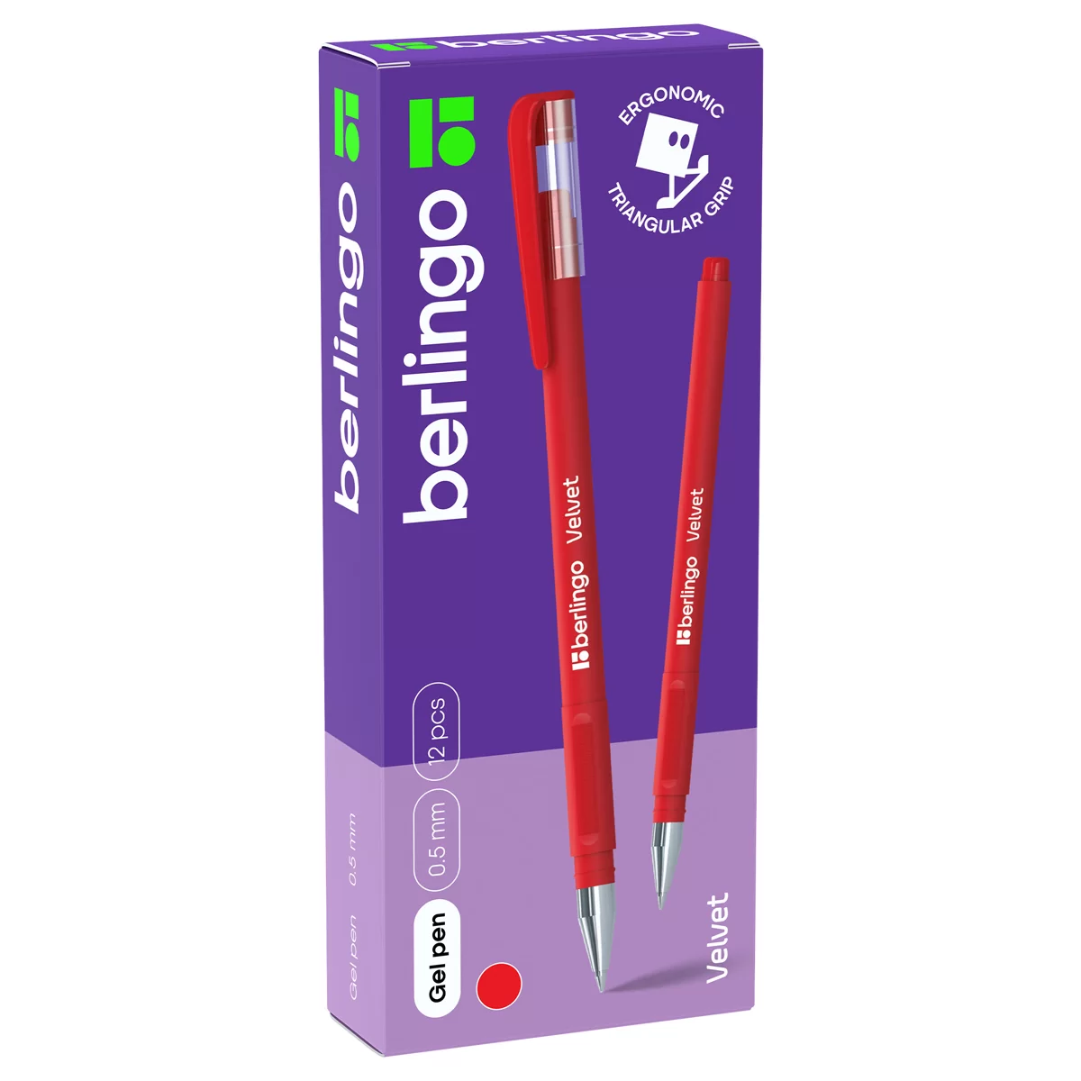 Pix cu gel BERLINGO Velvet, cu grip, 0.5mm, rosu