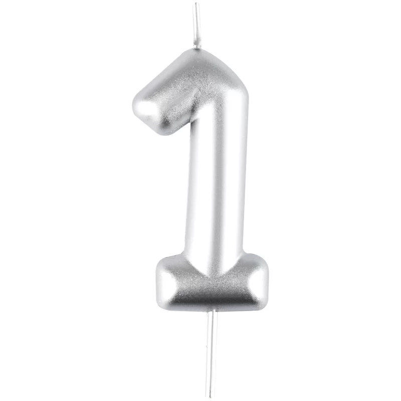 Luminare p-u tort MESHU "Cifra 1", 6cm, argintie, blist.