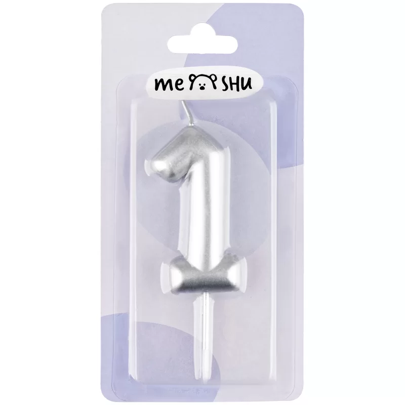 Luminare p-u tort MESHU "Cifra 1", 6cm, argintie, blist.