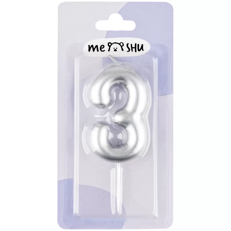 Luminare p-u tort MESHU "Cifra 3", 6cm, argintie, blist.