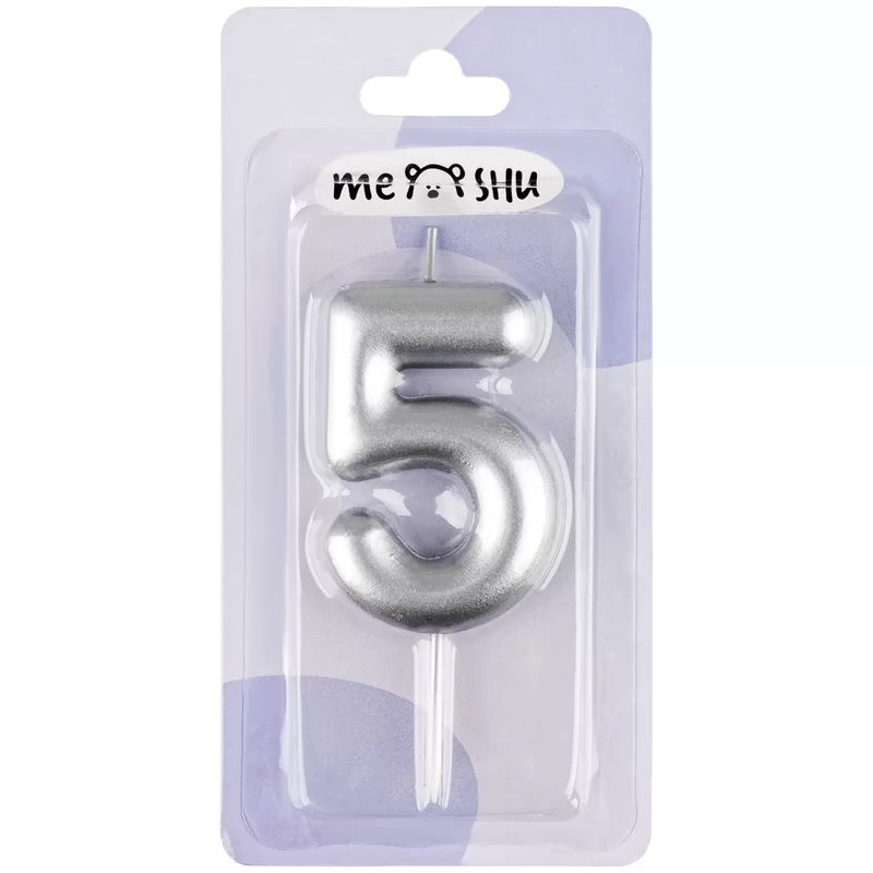 Luminare p-u tort MESHU "Cifra 5", 6cm, argintie, blist.