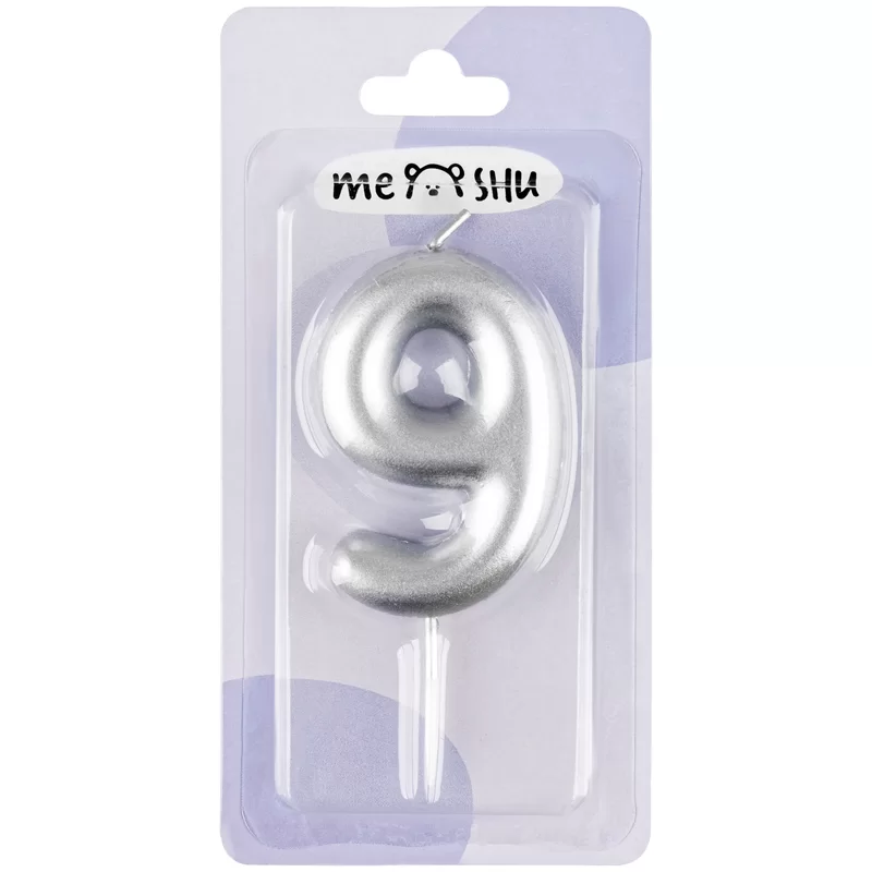 Luminare p-u tort MESHU "Cifra 9", 6cm, argintie, blist.