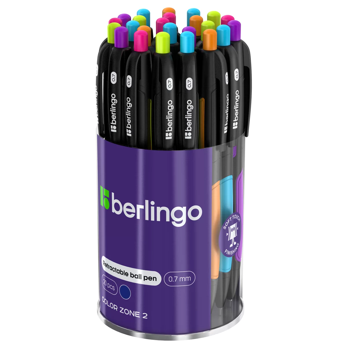 Ручка шариковая BERLINGO ColorZone2 автом. 0.7 мм, синяя