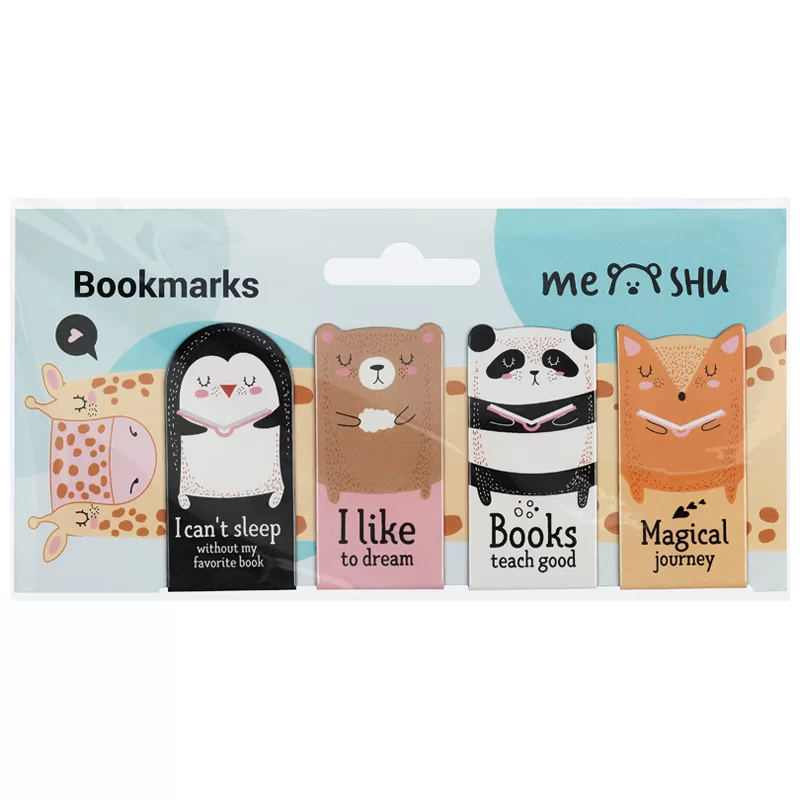 Semn de carte cu magnet MESHU Book lovers, 4 bucati