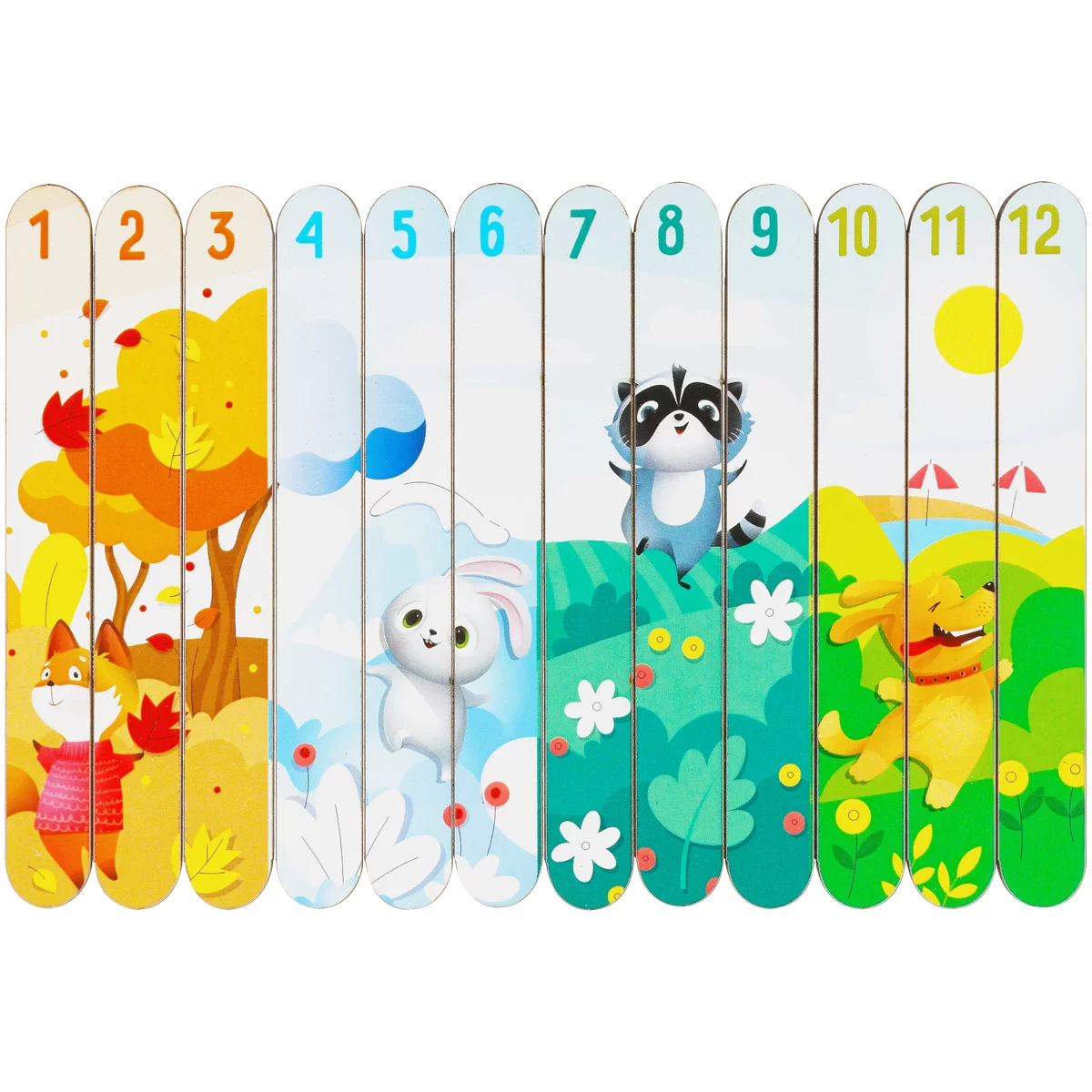 Puzzle din lemn ТРИ СОВЫ "Anotimpuri", 12 elemente