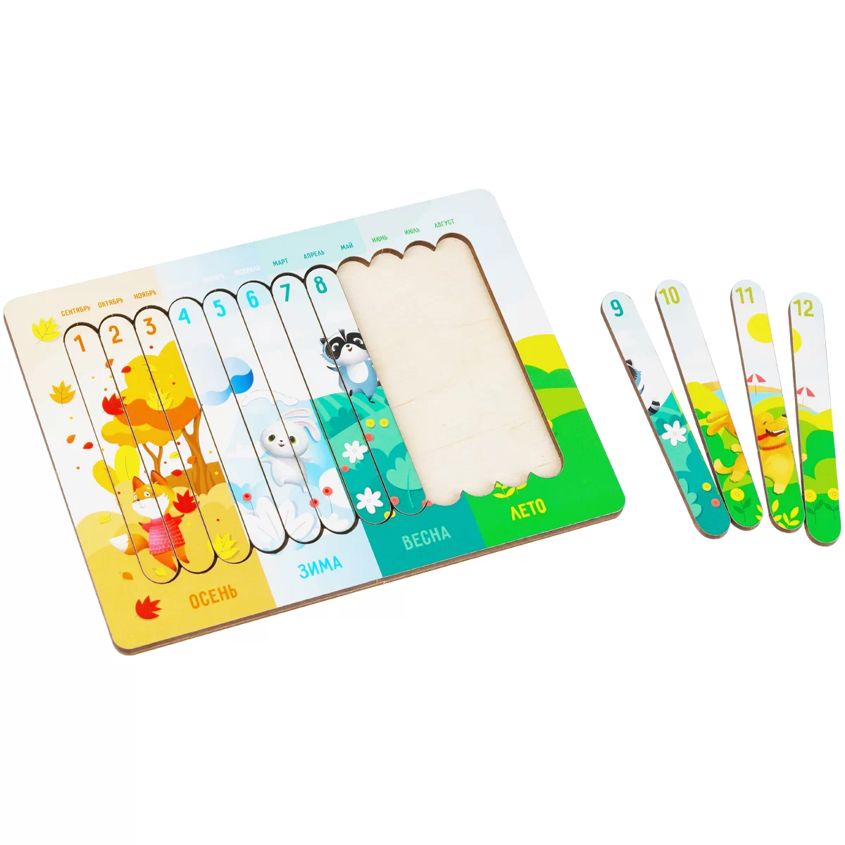 Puzzle din lemn ТРИ СОВЫ "Anotimpuri", 12 elemente