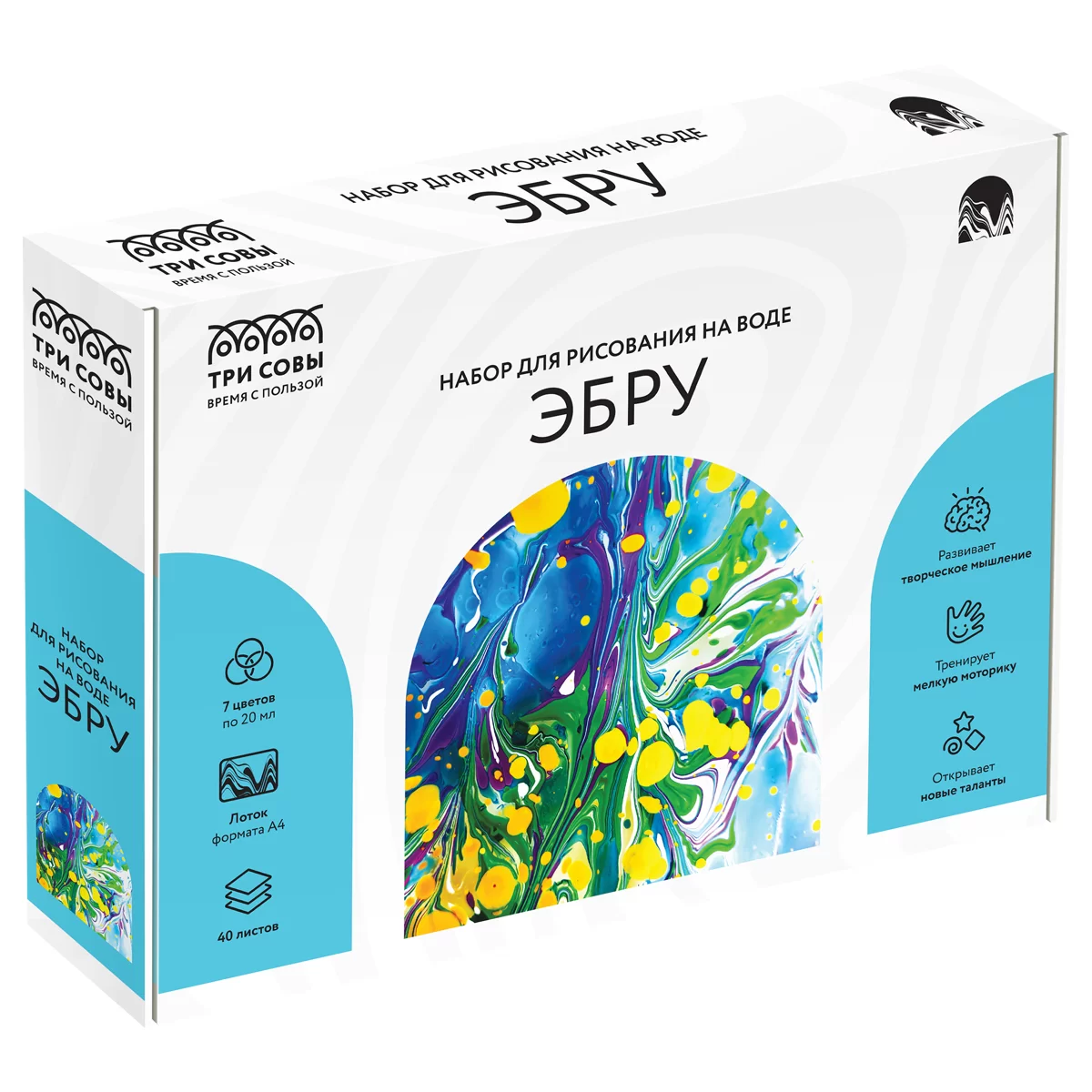 Set de pictura pe apa ТРИ СОВЫ "Vopsea Ebru", 7 culori