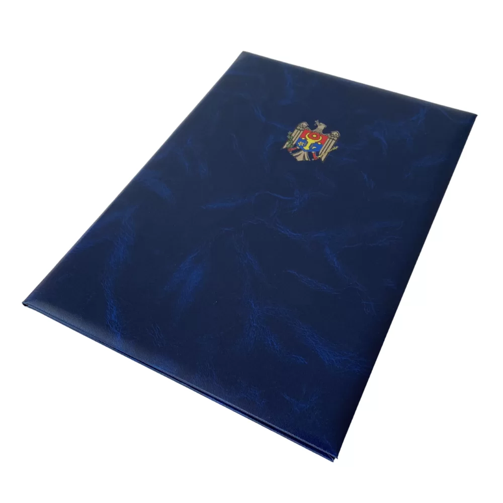 Mapa de adresecu stema A4 Premium, albastra