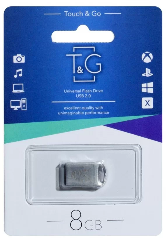Flash USB2.0 T&G 105 Mini, 8 GB, metal argintiu