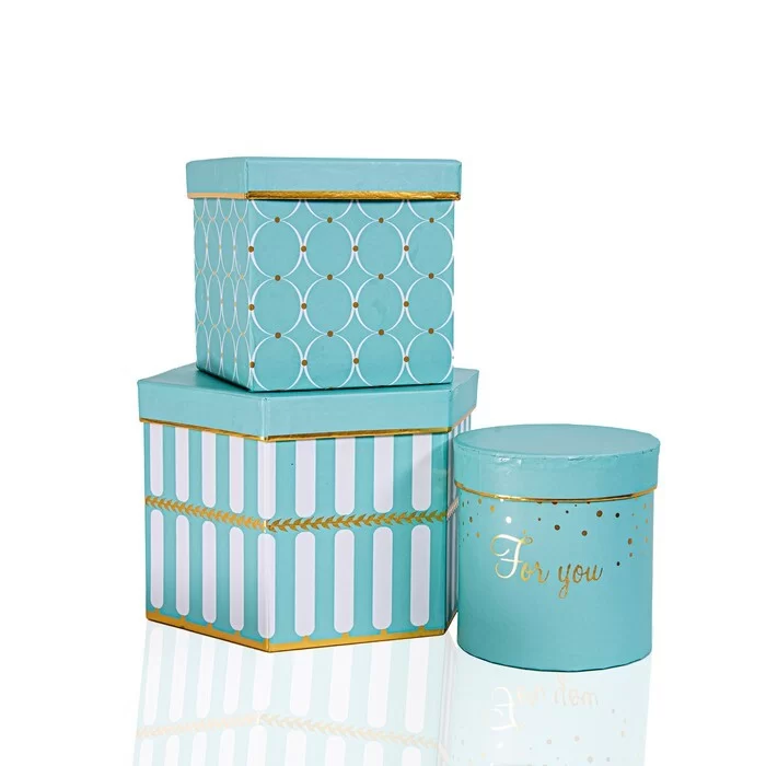Cutie p-u cadouri For You carton, turcuaz, D13 cm