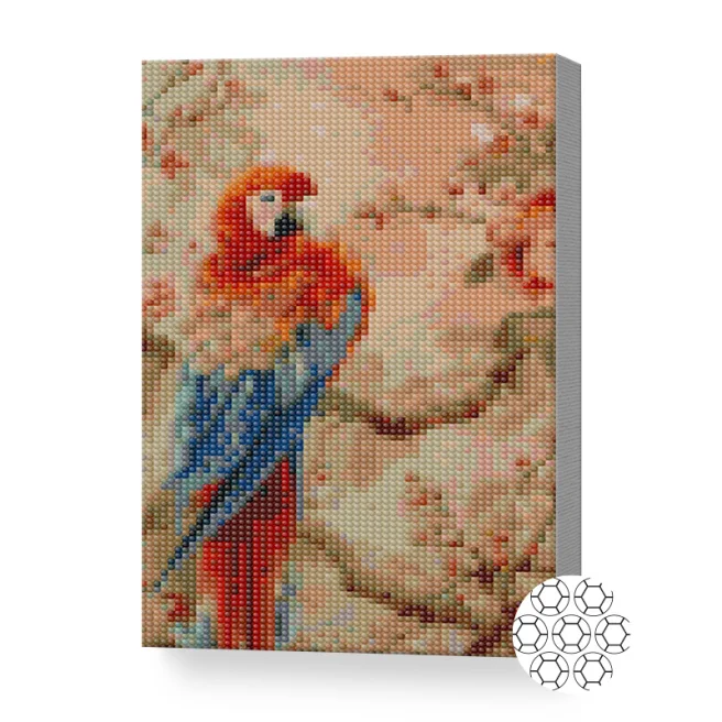 Mozaic cu diamante NEW WORLD Papagal 20x30cm pinza