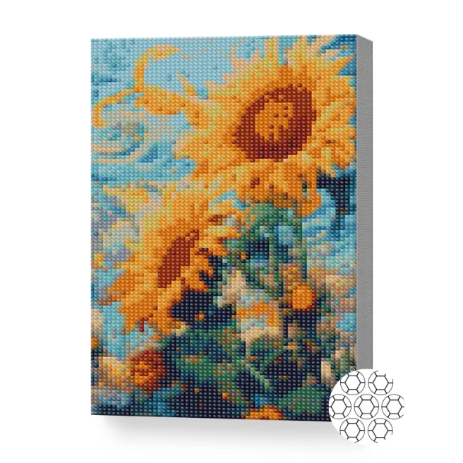 Mozaic cu diamante NEW WORLD Floarea soare 20x30cm pinza